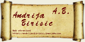 Andrija Birišić vizit kartica